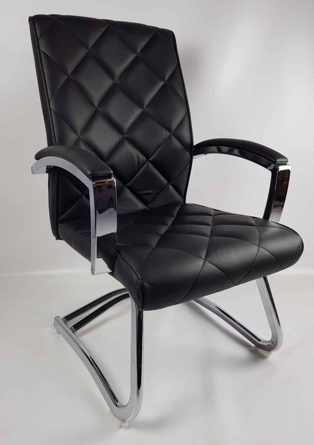 Quilted Black Leather Stylish Cantilever Visitors Chair - ZV-B217 UK