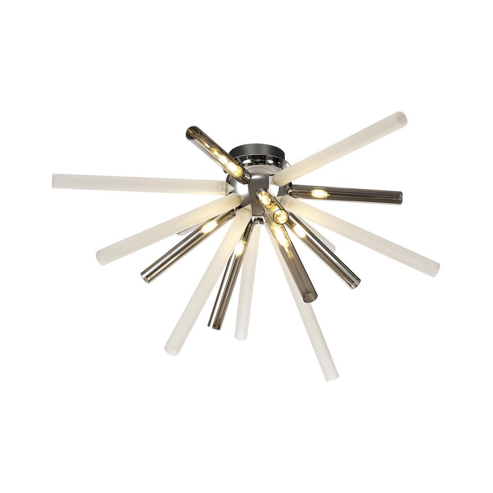 Luxuria Calypso 72cm Semi Flush 8 Light G9 Smoked & Frosted/Polished Chrome