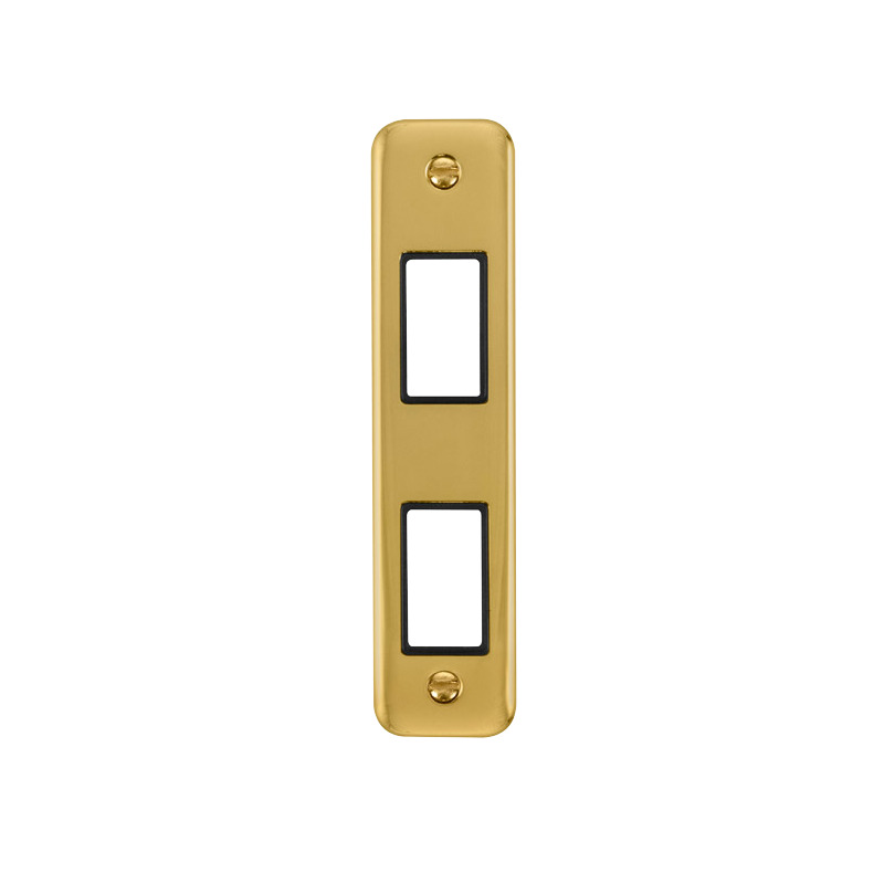 Click Deco Plus MiniGrid 2 Aperture Architrave Face Plate Polished Brass Black Inserts