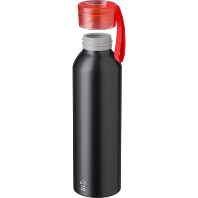 RECYCLED ALUMINIUM METAL BOTTLE (650ML) SINGLE WALLED in Red.