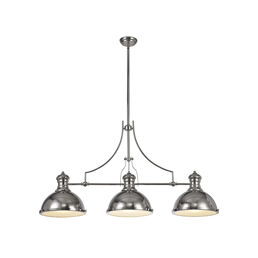 Luxuria Serena Linear Pendant Light 3xE27 Polished Nickel/Frosted Glass