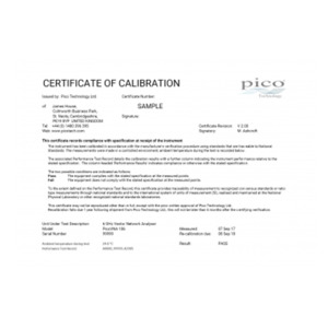 Pico Technology CC046 Calibration Certificate And Data For PicoVNA