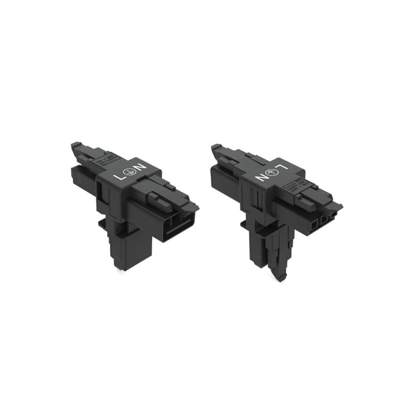 Wago Winsta T-Distribution Connector 1 X Plug / 2 X Socket 3 Pole Black (Pack of 25)