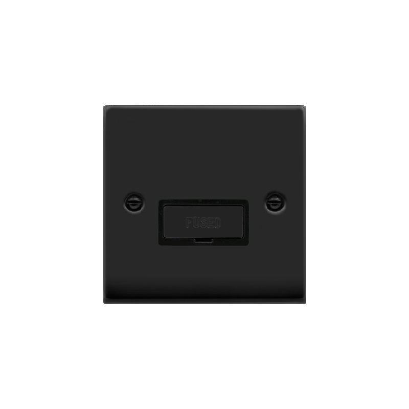 Click Deco 13A Fused 'Ingot' Connection Unit Matt Black Insert Black