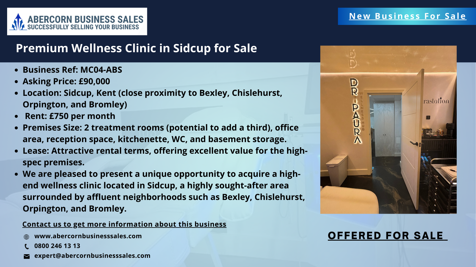 MC04-ABS - Premium Wellness Clinic in Sidcup for Sale