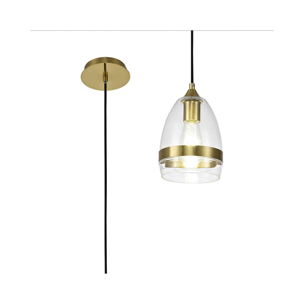 Luxuria Velora Pendant 15cm Cone E27 (Max 20W) Aged Brass & Clear