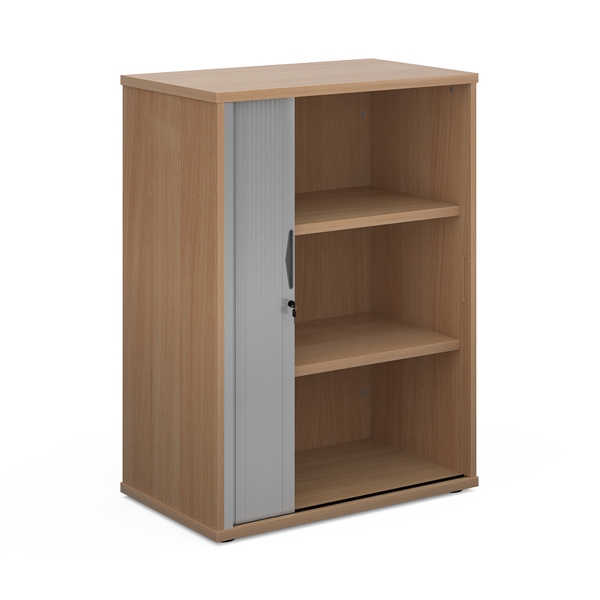 Universal Tambour Cupboard with 2 Shelves - Beech