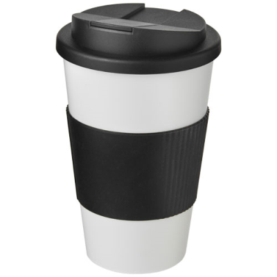 AMERICANO® 350 ML TUMBLER with Grip & Spill-Proof Lid in White & Solid Black.