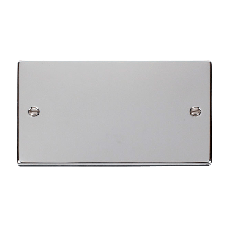 Click Deco Blank Plate 2 Gang Polished Chrome