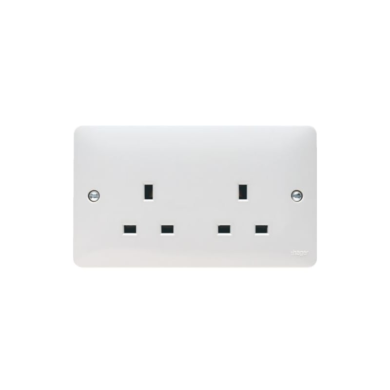 Hager Sollysta 13A 2 Gang Unswitched Socket Dual Earth