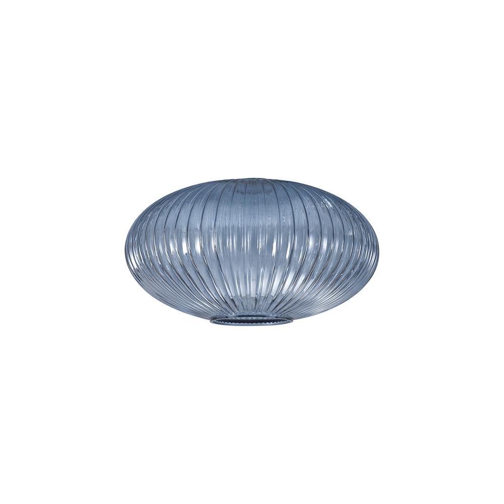 Luxuria Kennith 30cm Oval Sphere Ribbed Glass (G) Petrol Blue