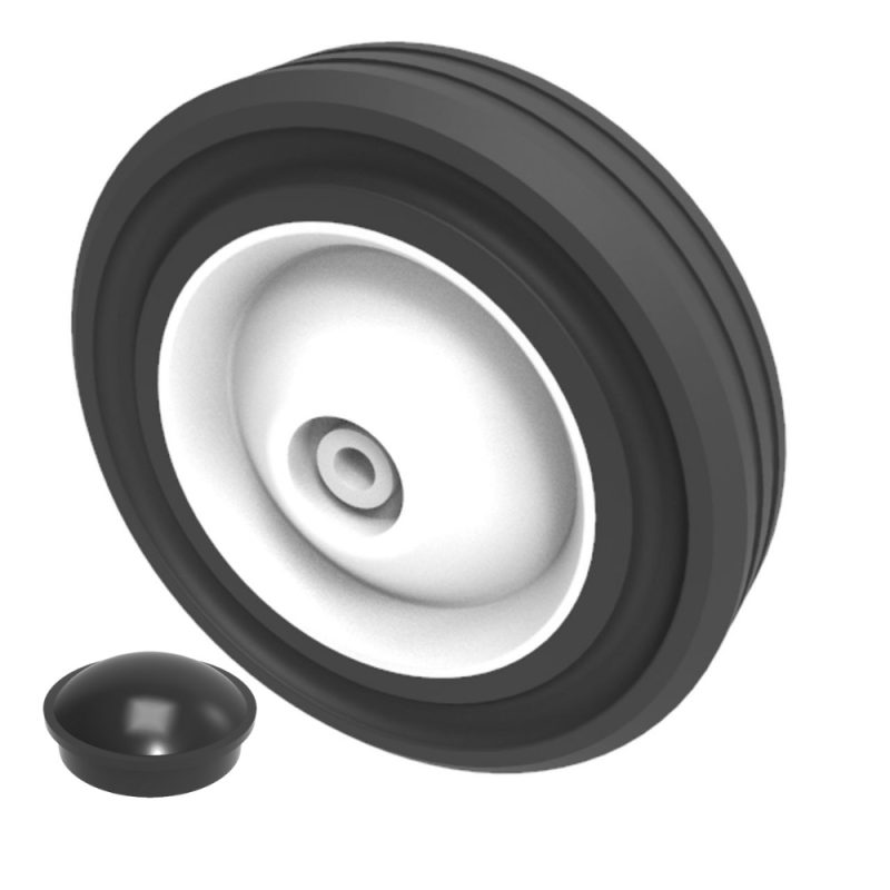 Black Rubber 200mm Plain Bearing 50kg Load With Black Caps