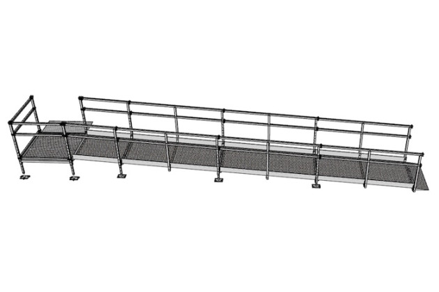 Modular Wheelchair Ramp Kit with Platform and Double Handrails (1080mm x 7000mm)
