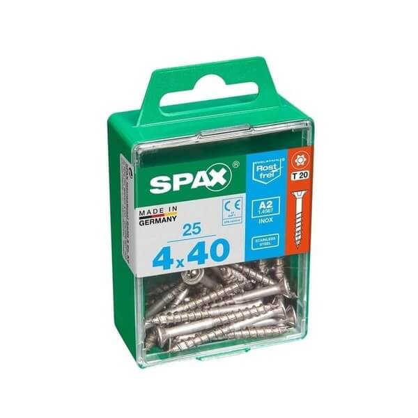 SPAX S-Steel T-STR F-CSK Screws 4.0x40mm (25)