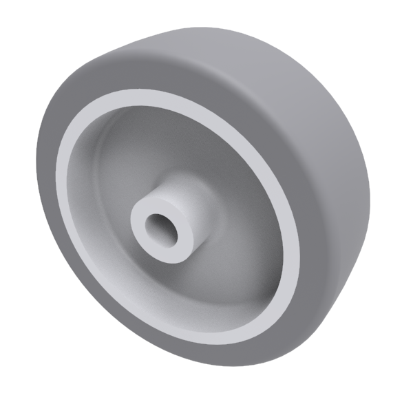 Grey Rubber 75mm Plain Bearing Wheel 60kg Load