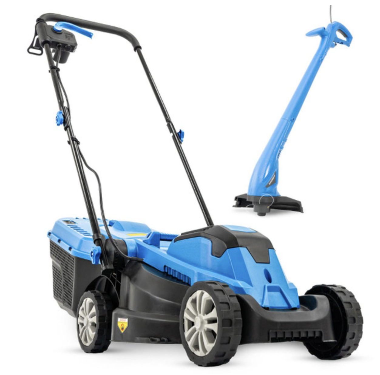 Hyundai Electric Lawn Care Bundle, 1300W 33cm Cut Lawn Mower & 250W Grass Trimmer 