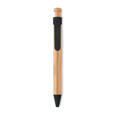 BAMBOO_&_WHEAT-STRAW ABS BALL PEN in Black.