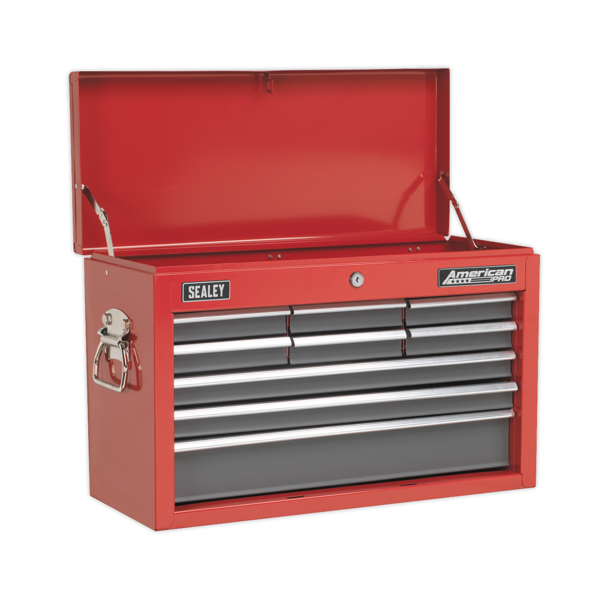 Sealey AP22509BB 9 Drawer Topchest with Ball Bearing Runners, Red/Grey
