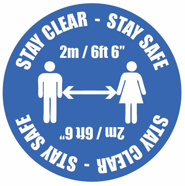 Stay clear Stay safe (Min of2m/6ft)   floor graphic 400mm dia