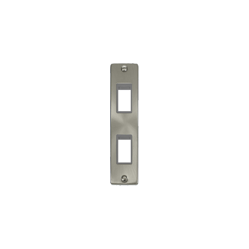 Click Deco 2G MiniGrid Double Aperture Unfurnished Architrave Plate Satin Chrome Grey Inserts