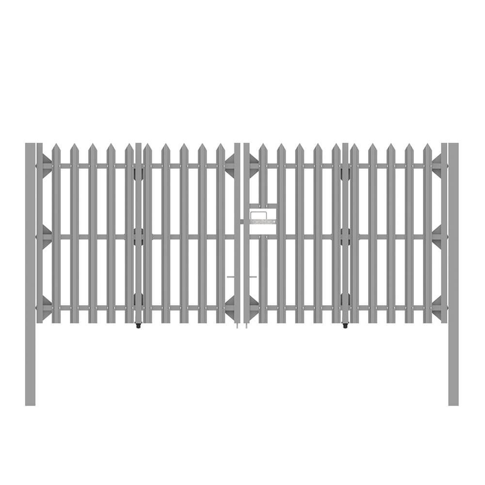 Grey GRP Double Leaf Gate 1.8m H x 4mConcrete-in c/w Posts & Fittings