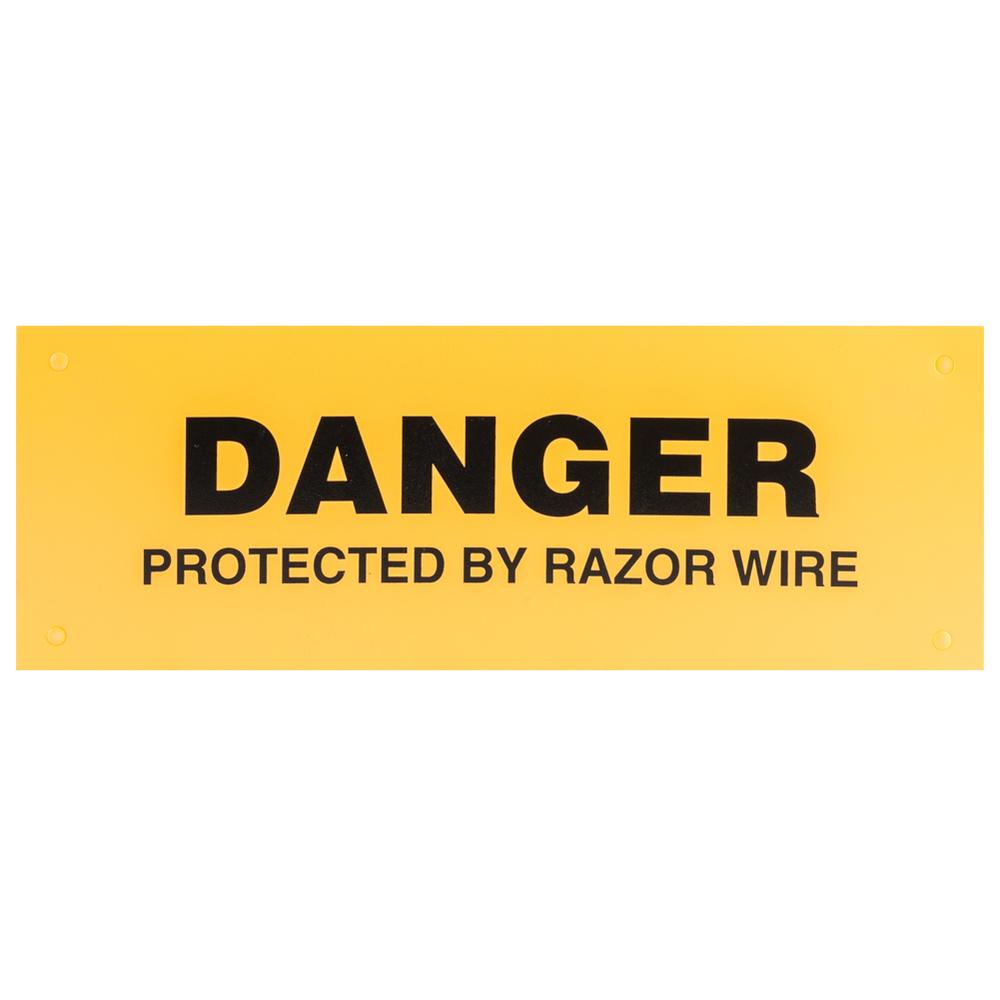 Plastic Danger Razor Barb" Warning Sign250mm Long x 90mm high"