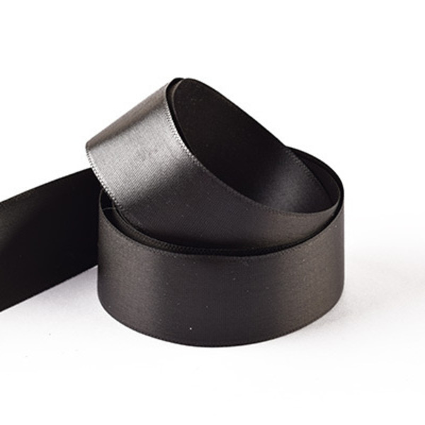 5947PR2/25mm Black (76mmc 200 Metre)-100% Recycled Polyester Single Sided Woven Edge Ribbon