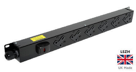 PDB-13A6V-C14 6 Way Vertical UK Socket PDU to C14 Plug 0U Power Distribution Unit 6 Port PDU for use with UP S - LSOH (BTO)