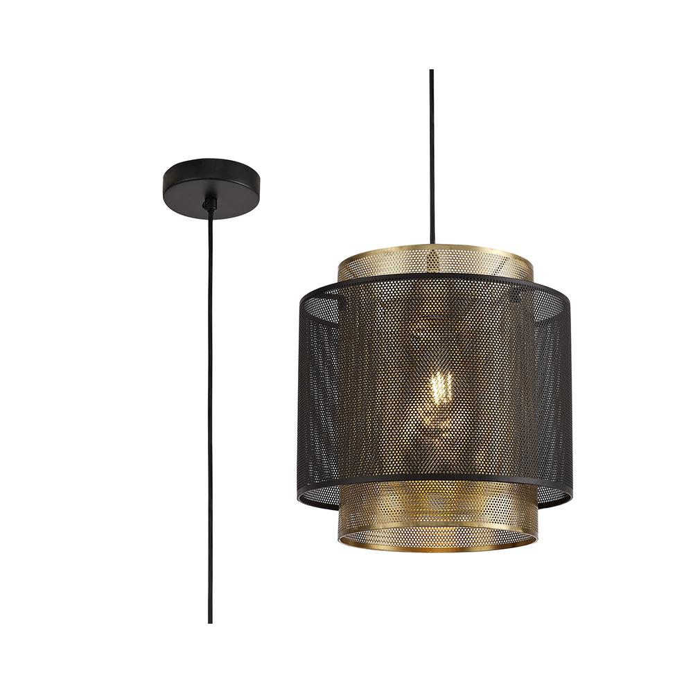 Luxuria Hatton 28cm Single Large Pendant Light Adjustable E27 Matt Black/Satin Gold