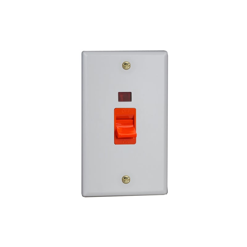 Varilight Vogue 45A Cooker Red Rocker Switch with Neon Matt White