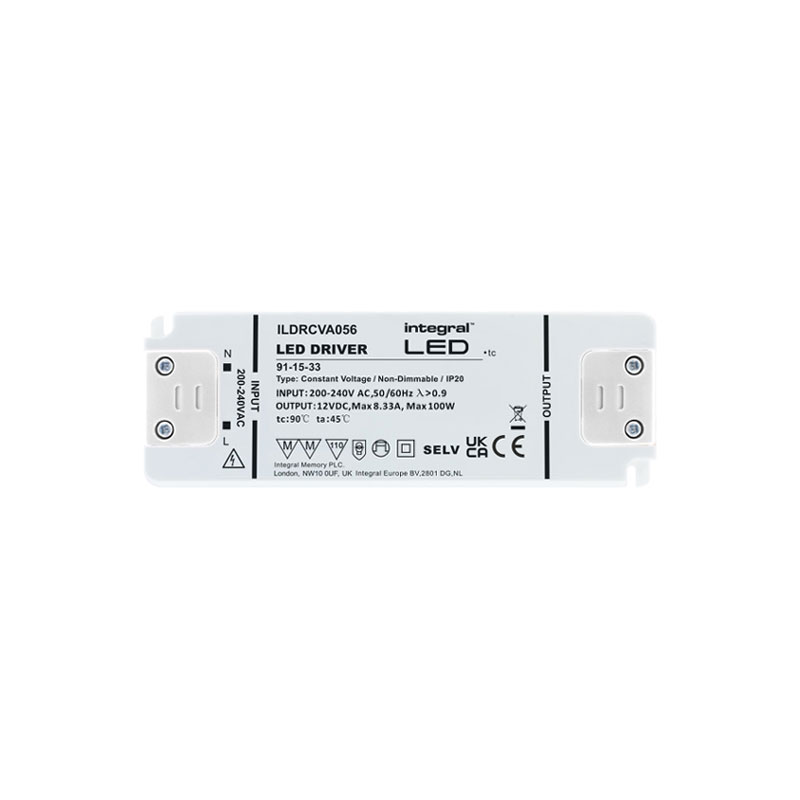 Integral Non Dimmable 12V DC IP20 LED Strip Constant Voltage Driver 100W