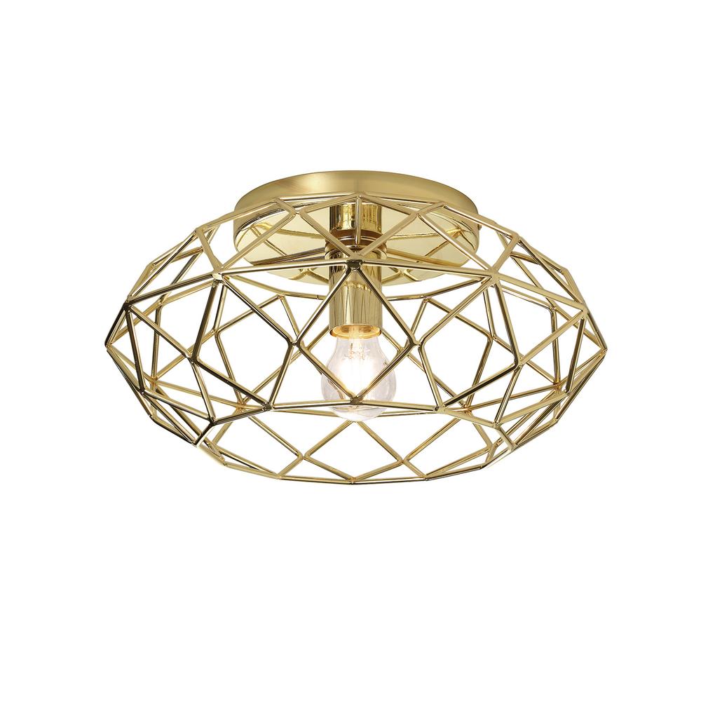 Luxuria Iris 40cm Flush Ceiling E27 Polished Brass