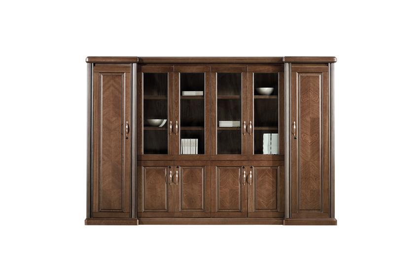 Providers Of Real Wood Veneer Executive Bookcase Wood & Glass Doors - 3000mm - KM3Y06 North Yourkshire