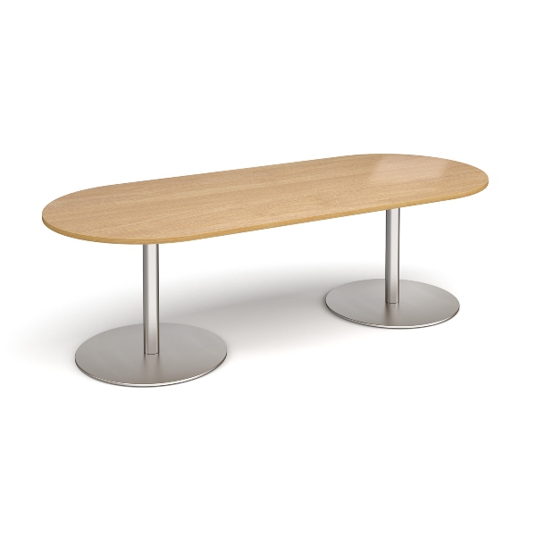 Eternal Radial End Boardroom Table with Brushed Steel Legs 8 People - Oak