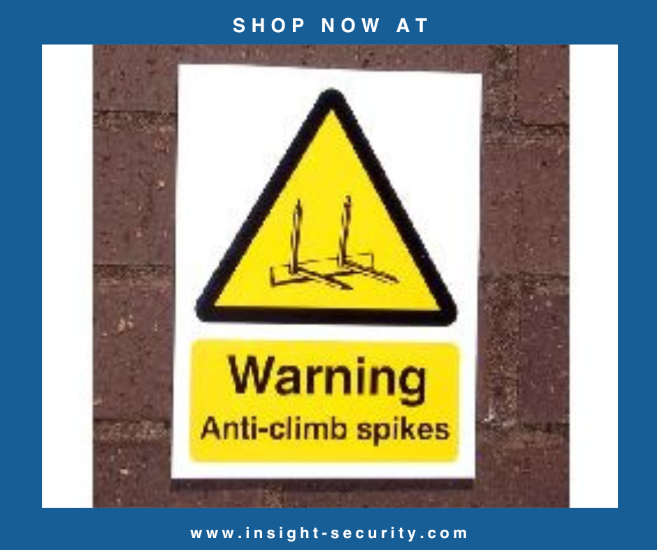 Large Warning Sign - Anti Climb Spikes - HiViz 200 x 150mm - multisaver 10 pack