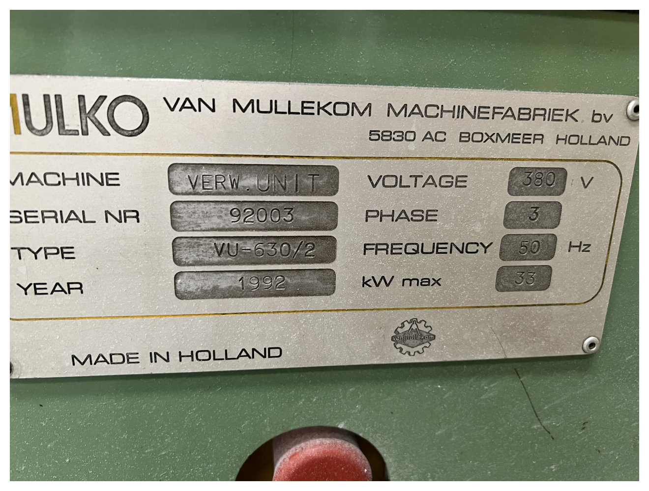 EU Suppliers Of 630mm Wide Mulko Model Vu-630/2 Preheater 1992 33kw.