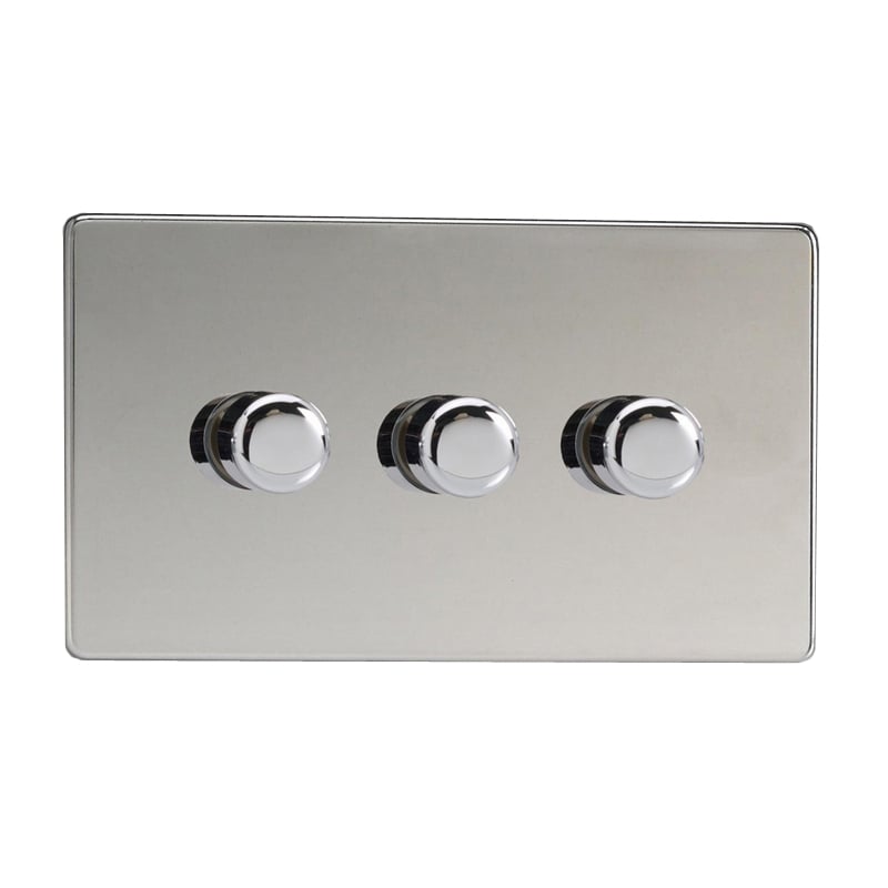 Varilight V-Pro 3 Gang LED Dimmer Switch Chrome