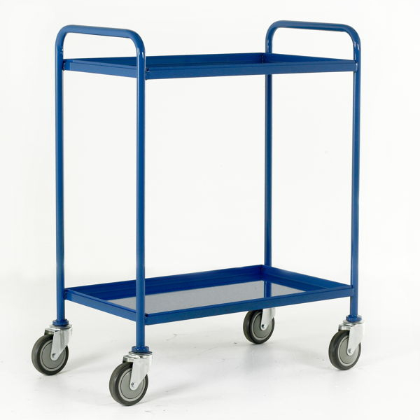 2 Tier Tray Trolleys with Removeable Blue Epoxy Trays - Tray Size - 1065 x 610mm (LxW)