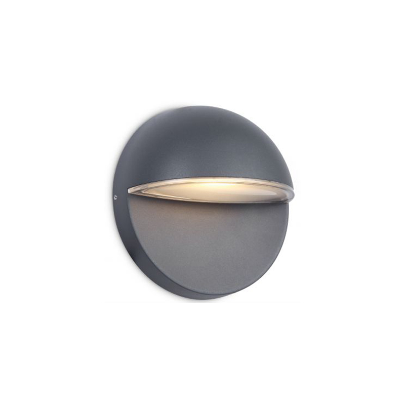 Kosnic Haldon Circular Outdoor 4000K LED Wall Light 9W Grey