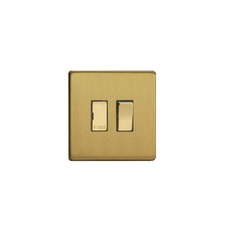 Varilight Screw Less Brushed Brass 13A S witched Fused Spur Decorative