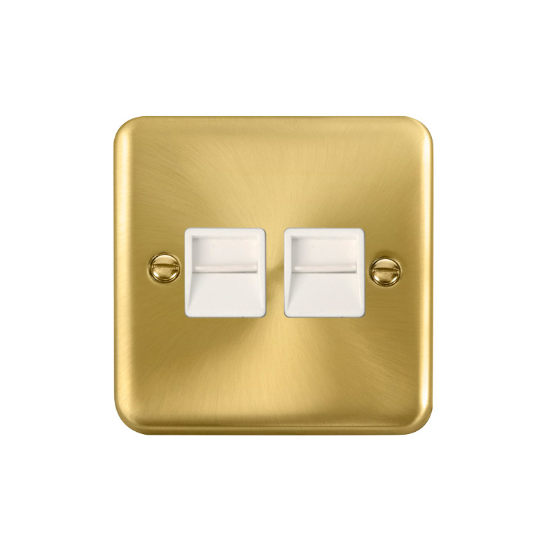 Click Deco Plus Twin Telephone Outlet (Secondary) Satin Brass White Inserts