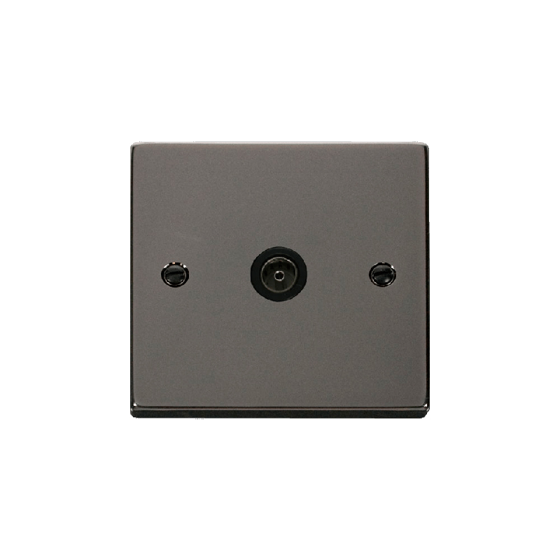 Click Deco Single Non-Isolated Coaxial Socket Outlet Black Nickel Insert Black