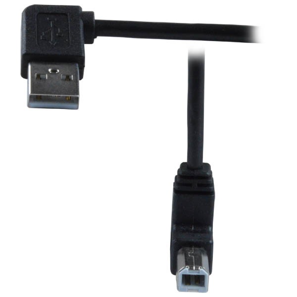 USB2-AB-LUA-1M-K - USB 2.0 Cable Left Type A Up Angle Type B Tight Space Hi-Speed 1 m USB Type A Male - USB Type B Male Black