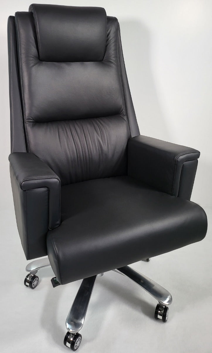 Specialising In Genuine Hide Black Leather High Back Executive Office Chair - KW-8618 UK
