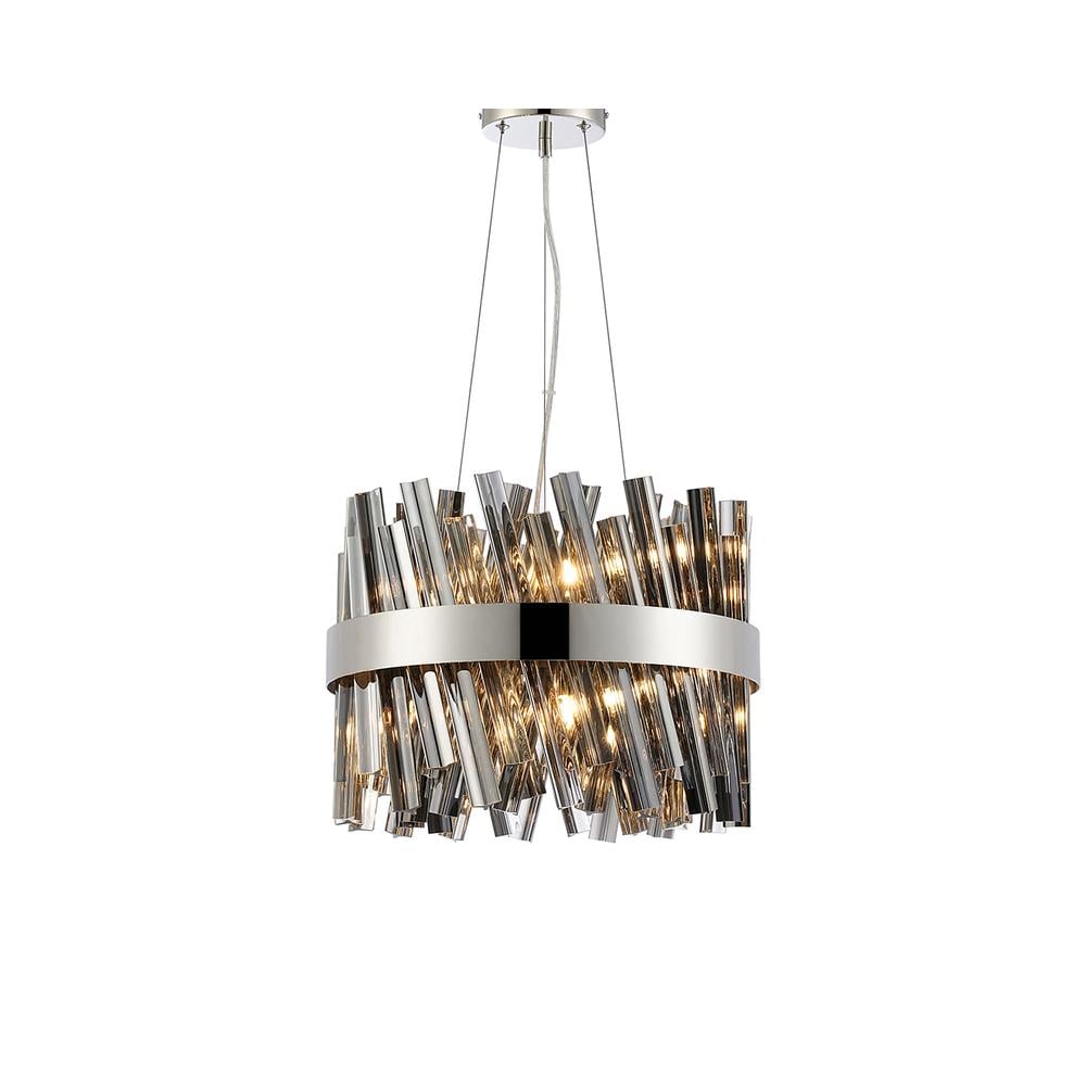 Luxuria Sylph 40cm 10 Light G9 Pendant Round Polished Nickel / Smoke