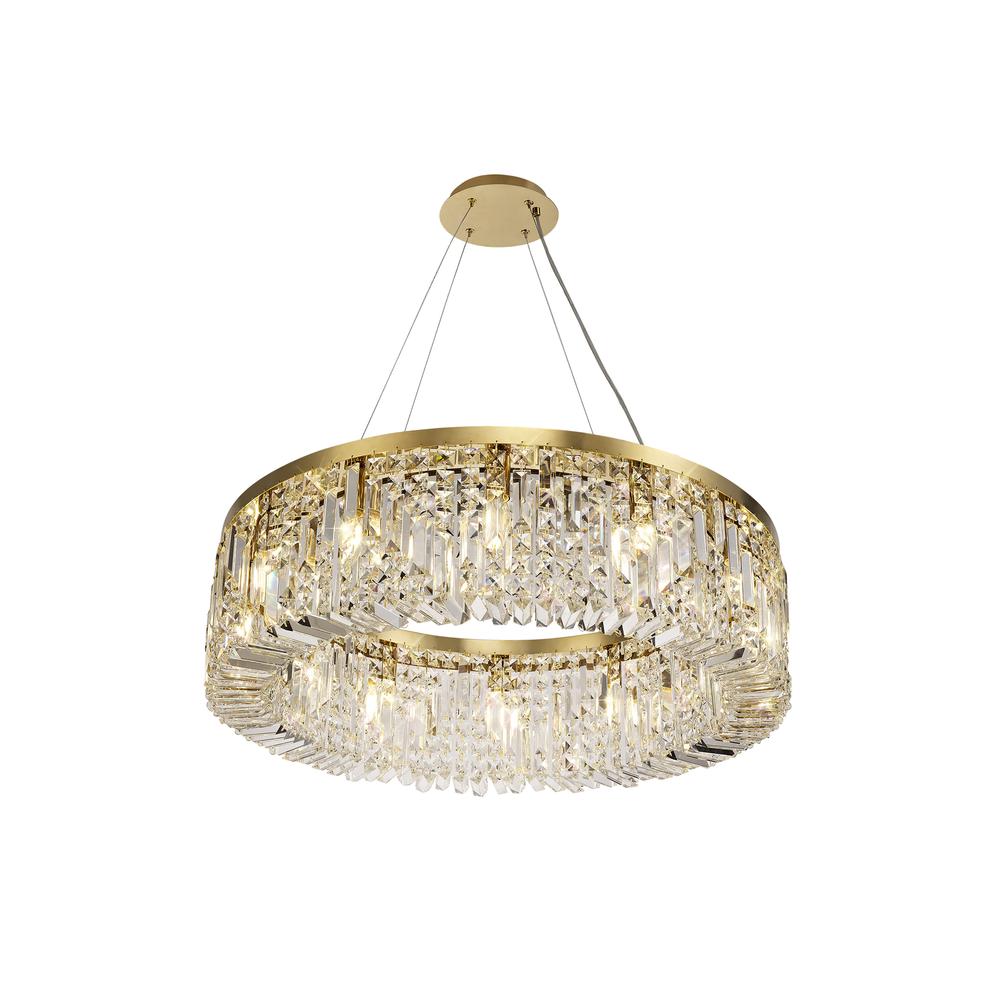 Luxuria Illumia 80cm Round Pendant Chandelier 12 Light E14 Gold/Crystal