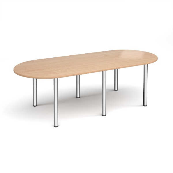 Radial End Meeting Table with Chrome Legs 6 People - Beech