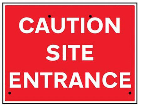 Caution site entrance, 600x450mm Re-Flex Sign (3mm reflective polypropylene)