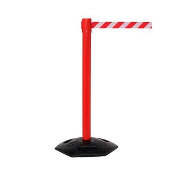 Retractable Industrial Red Barrier Post with 3.4m Webbing