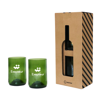 REBOTTLED® TUMBLER 2-PACK DRINK GLASS in Green.